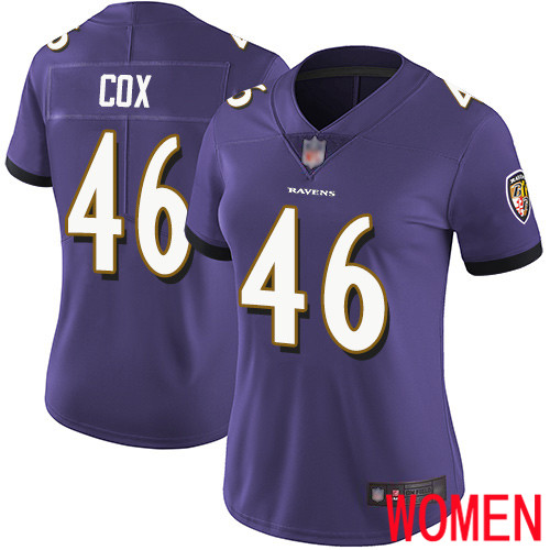 Baltimore Ravens Limited Purple Women Morgan Cox Home Jersey NFL Football #46 Vapor Untouchable